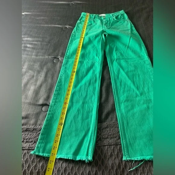 Zara Bloggers Favourite Brat Balletcore High Waisted Wide Leg Jeans Green Size 4 - Picture 15 of 16